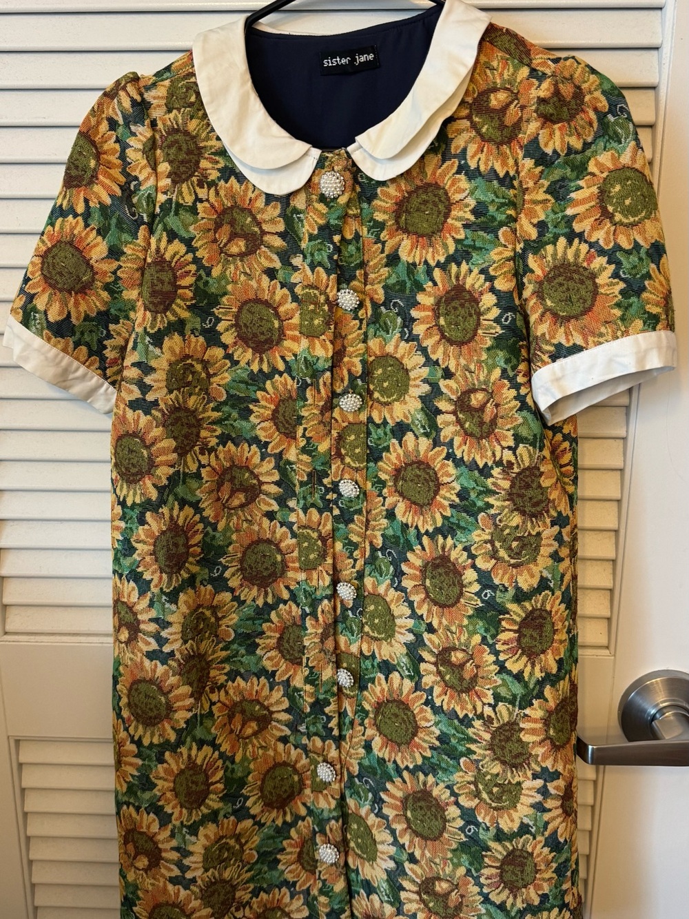 Sister Jane Green & Yellow Sunflower Print Peter Pan Collar Dress